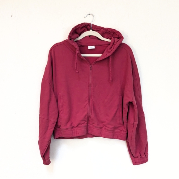 Outdoor Voices Tops - Outdoor Voices Organic Cotton Terry Full Zip Cropped Sweatshirt Red Size M